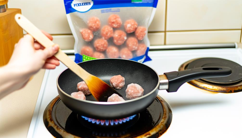 frozen meatballs cooking technique