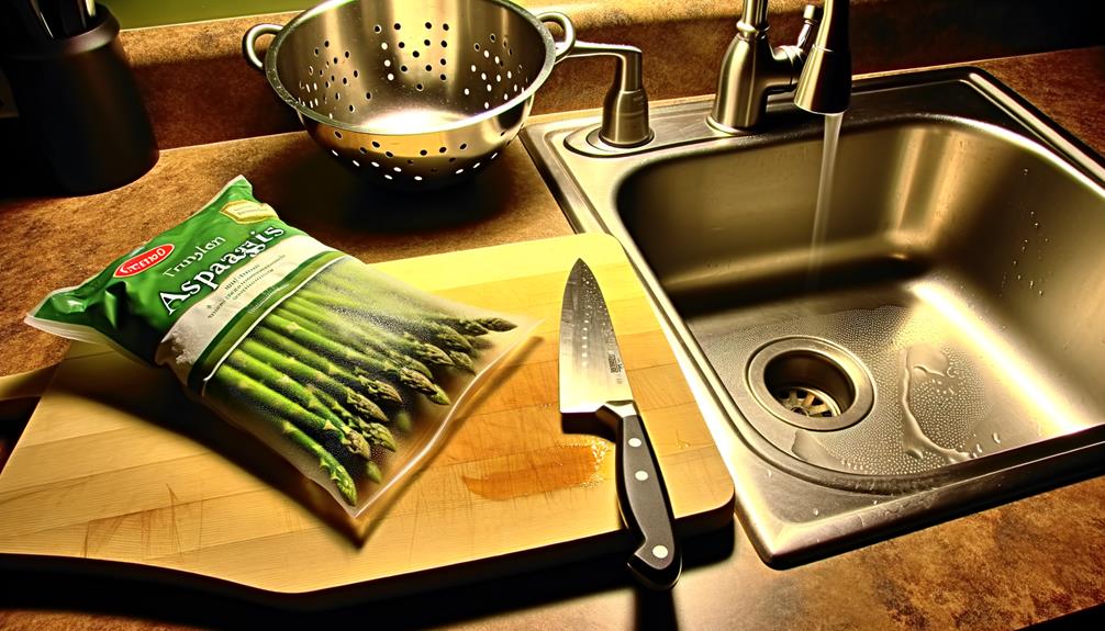 trimming peeling blanching asparagus